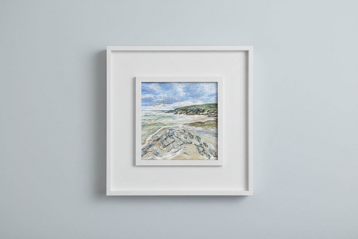 View of Polzeath Beach, Cornwall – Original Oil Painting