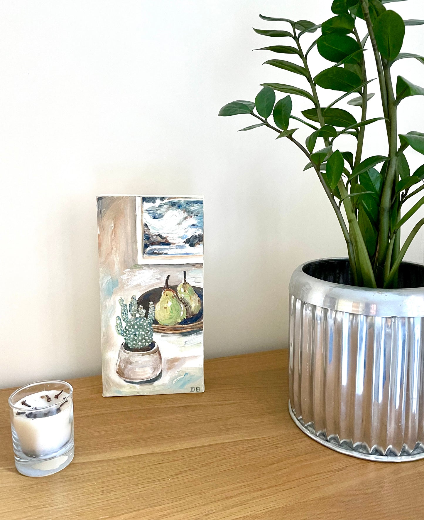 Still Life with cactus and pears – Original Oil Painting