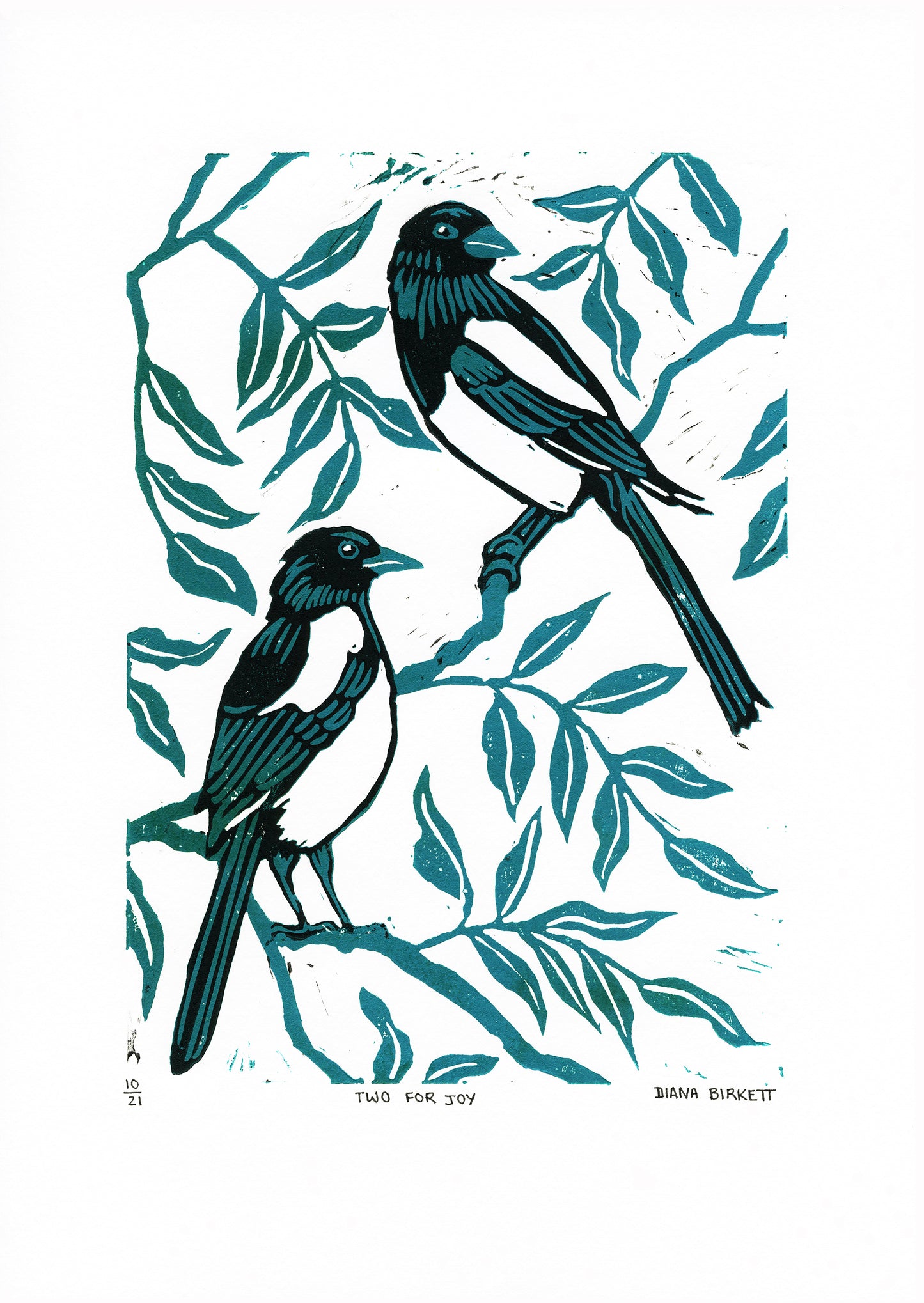 Two for joy, linocut print