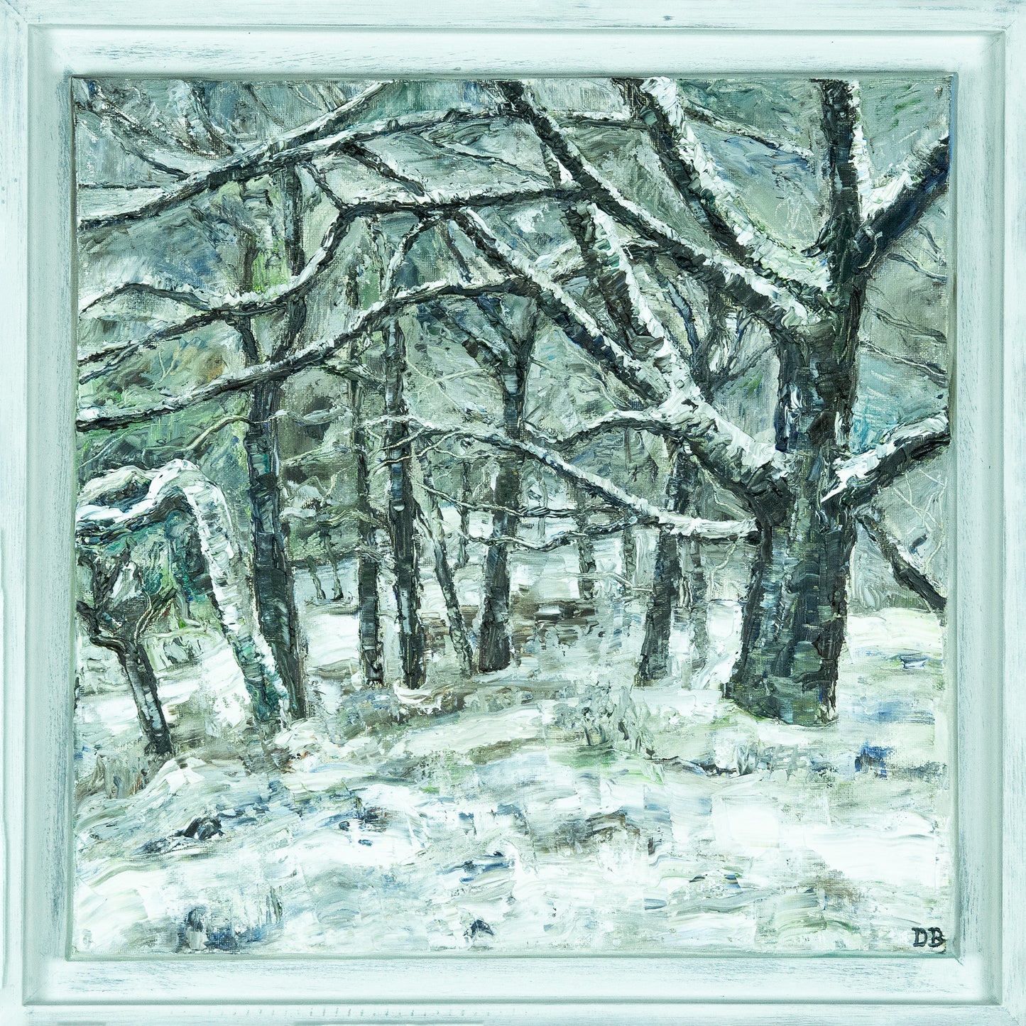 Snowy Trees at Shooters Clough – Original Oil Painting